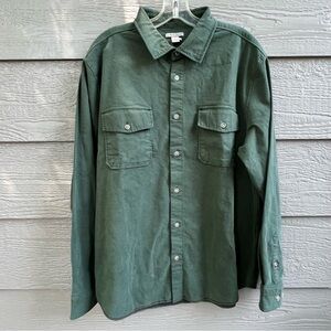 Carbon‎ 2 Cobalt Green Button Shirt Men Large Long Sleeve Heavy Cotton Collared